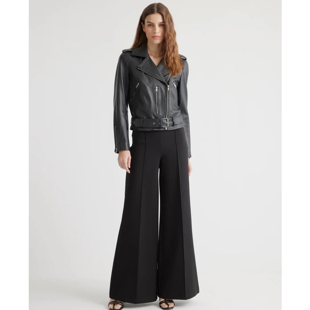 Quince Black Ultra-Stretch Ponte Super Wide Leg Pant NWT size Large